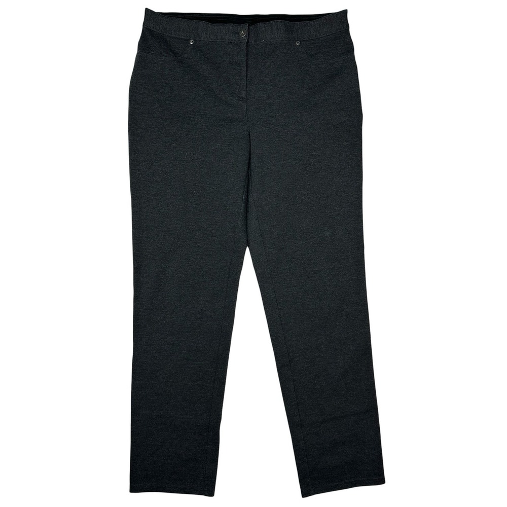 Chico's So Slimming Brigitte Pants 2 Charcoal Gray Stretch Trousers Career